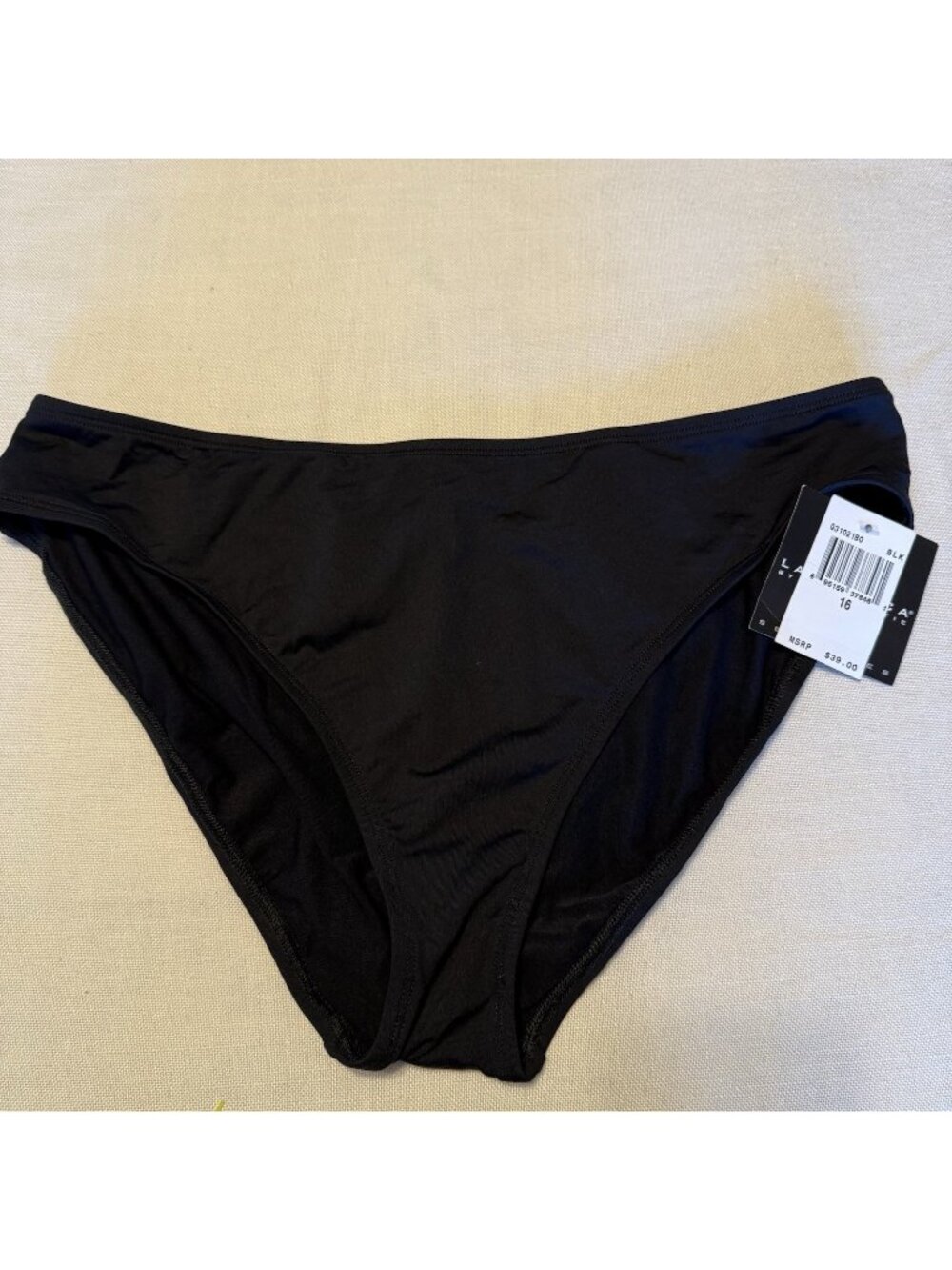 NWT La Blanca By Rod Beattie Black Swim Bikini Bottoms - Size 16 - New